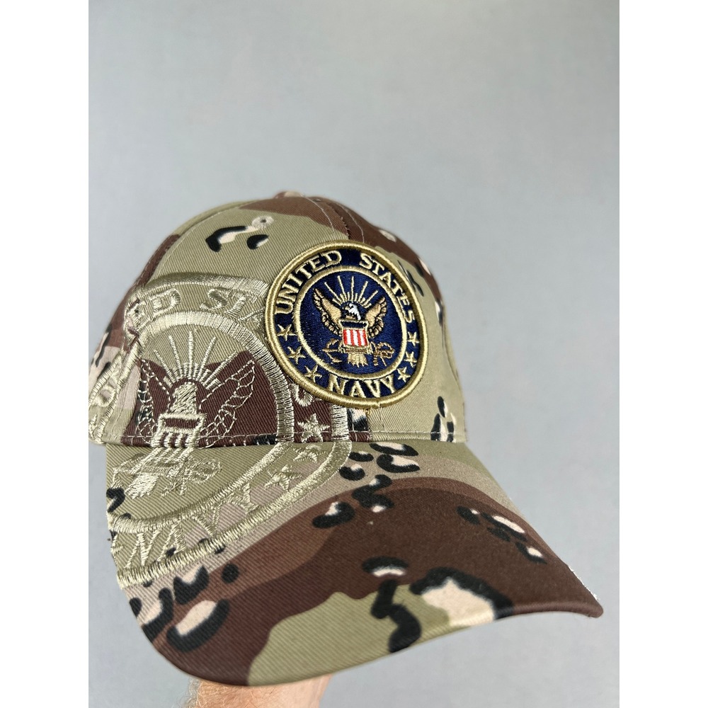 US Navy Hat Mens OSFM Brown Camo Embroidered Military Cap August Sportswear